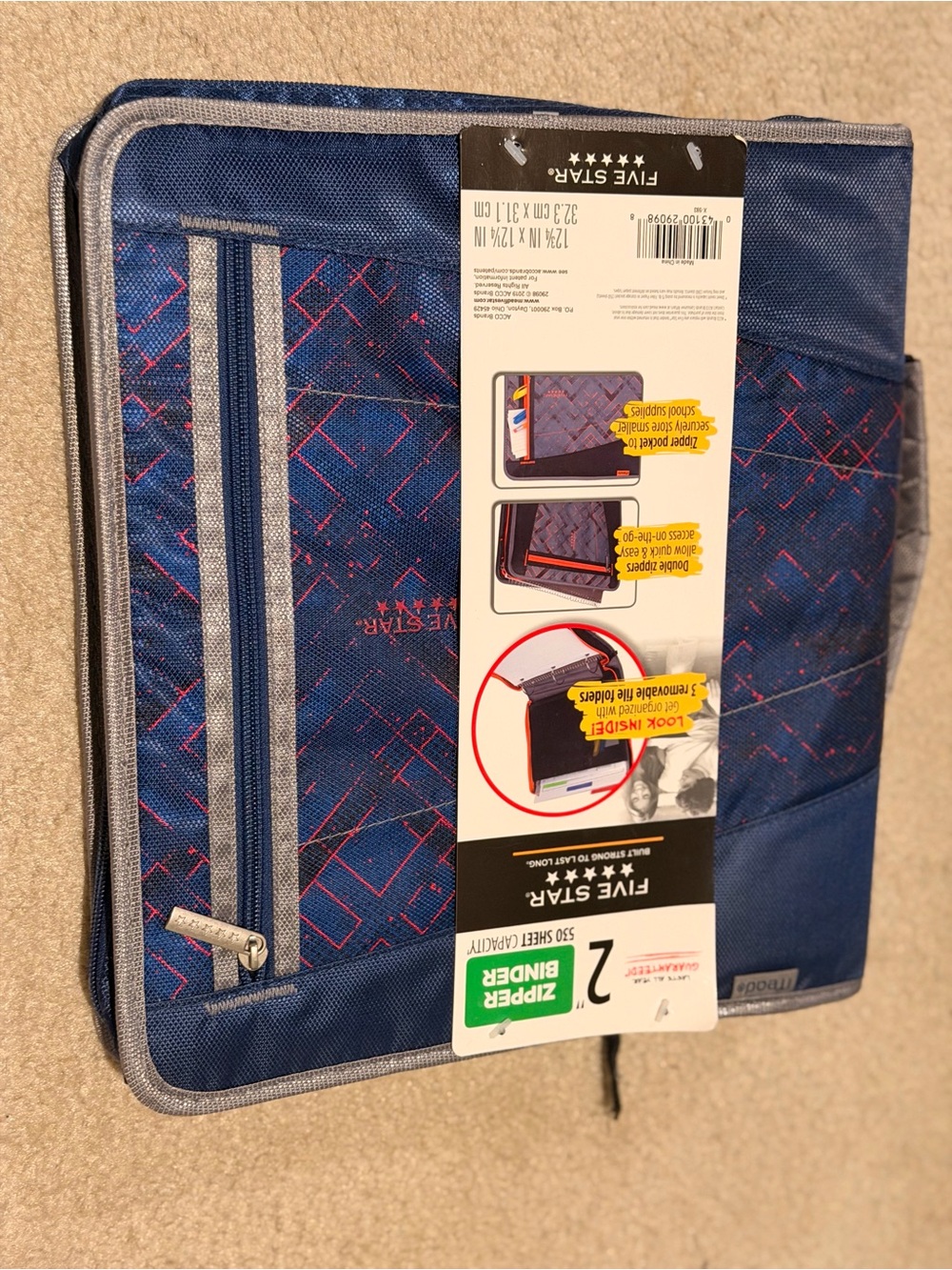 Five Star Blue and Pink Laptop Binder with Zipper